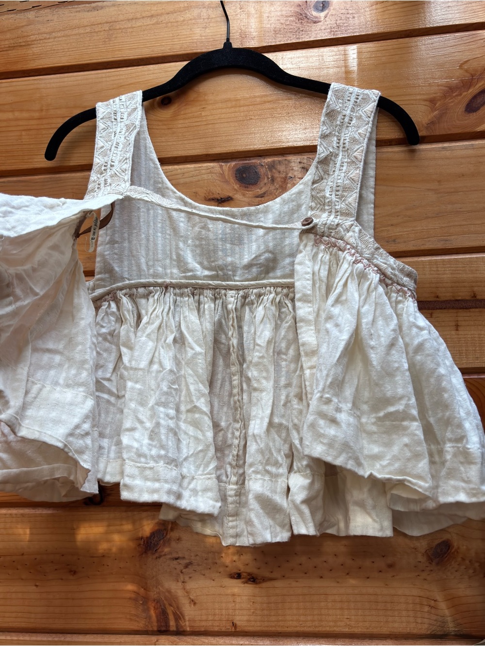 Free people heirloom Boho Embroidered Cream Peplum Tank Top crop - Picture 5 of 7